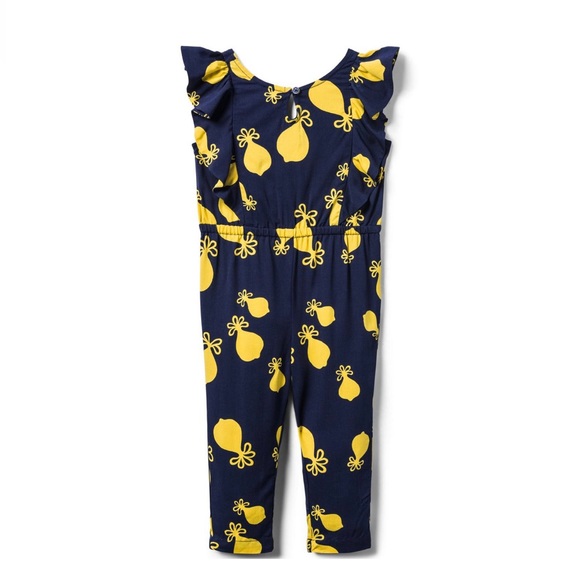 Janie and Jack romper jumpsuit lemon navy yellow 4 4T girls LN - Picture 2 of 5